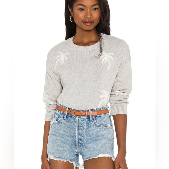 Rails Sweaters - Rails Perci Heather Gray Palms Sweater Size Small